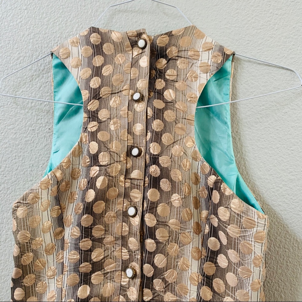 Hunter Dixon metallic polkadot fit flare dress 6 - Picture 3 of 6